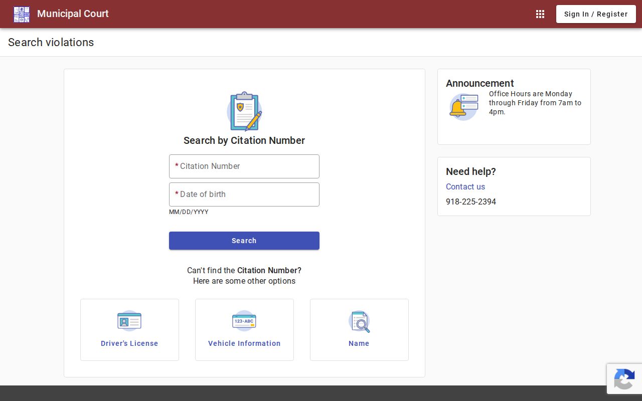 Payne County warrant records Cushing citation search fields